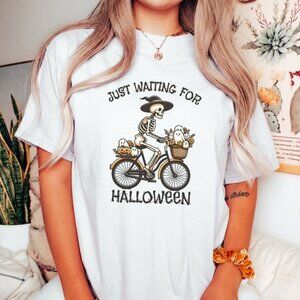 Funny Halloween T-Shirt, Just Waiting For Halloween Tee, Spooky Season Shirt